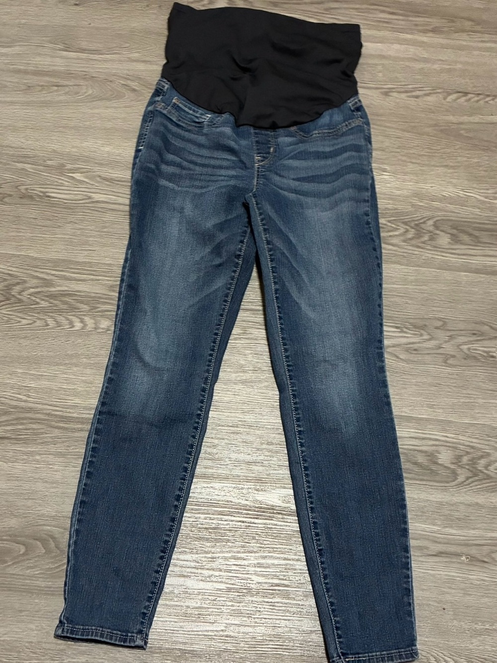 Maternity Black-Panel Dark Blue Skinny Jeans